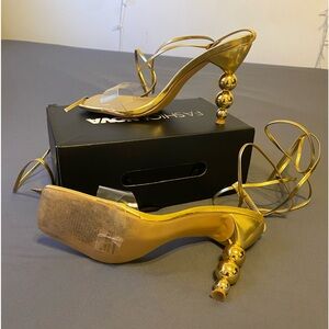 Gold Lace up heels